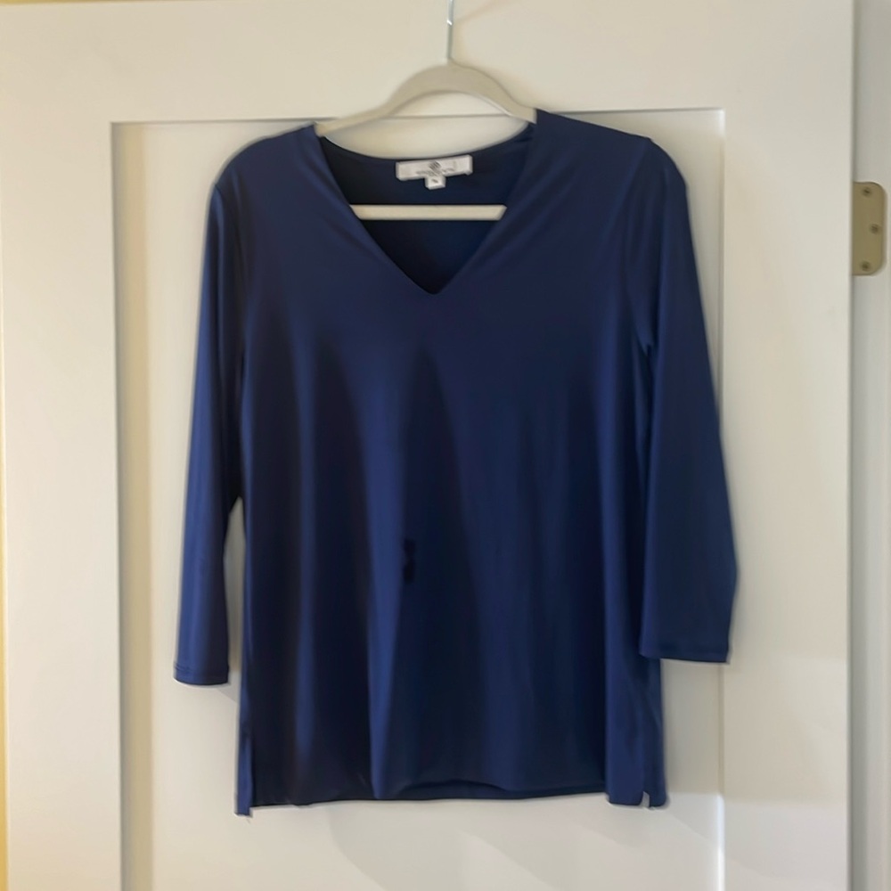 Navy long easy care Tee